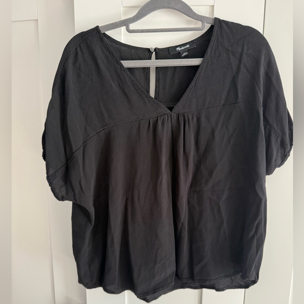 Madewell Black V-Neck Blouse